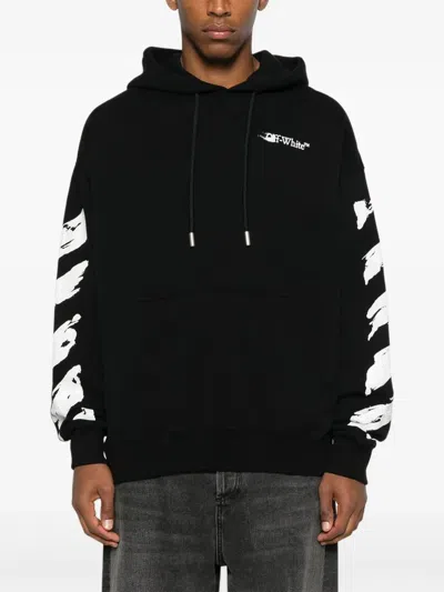 Off-white Brushstroke Arrow Print Zip-up Hoodie In Black
