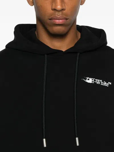 Off-white Brushstroke Arrow Print Zip-up Hoodie In Black
