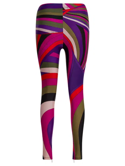 Pucci Iride Print Leggings Trousers Purple In Multi