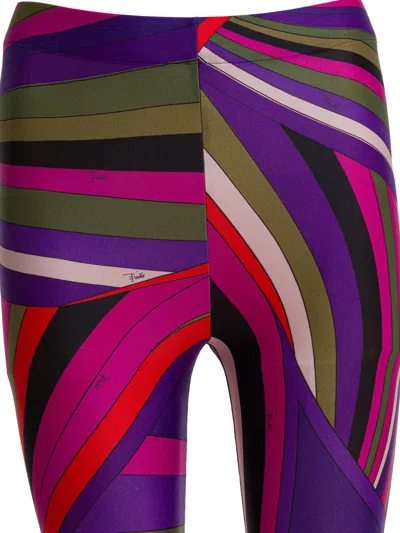 Pucci Iride Print Leggings Trousers Purple In Multi
