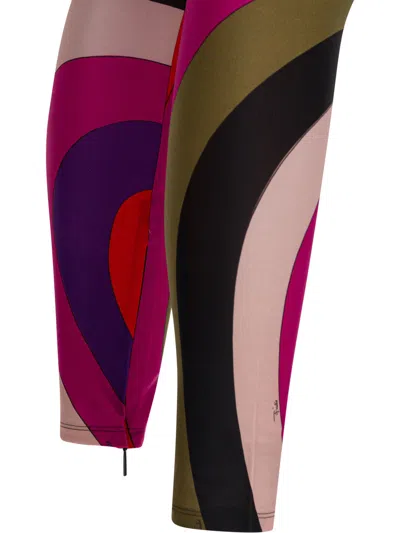 Pucci Iride Print Leggings Trousers Purple In Multi