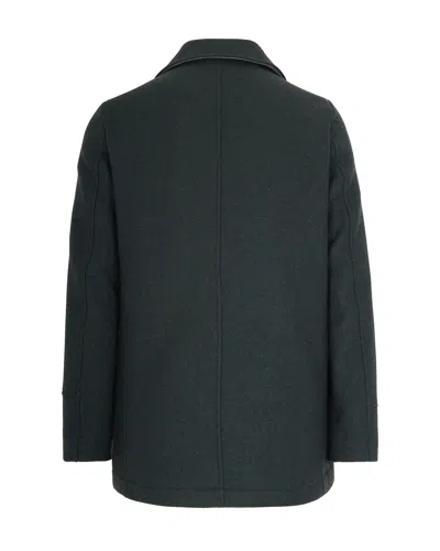 Camplin Double-breasted Wool Blend Peacoat In Green