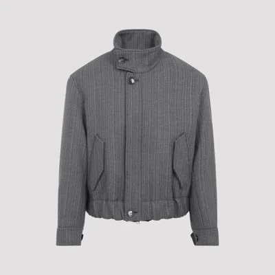 Ami Alexandre Mattiussi High Collar Jacket With Elasticated Hem And Pockets In Gray