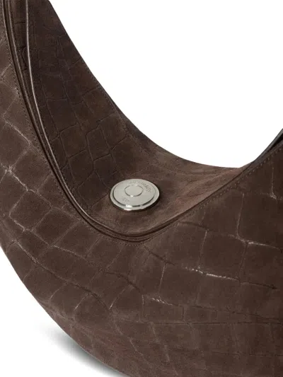 Jacquemus Round Shoulder Bag In Crocodile Effect In Brown