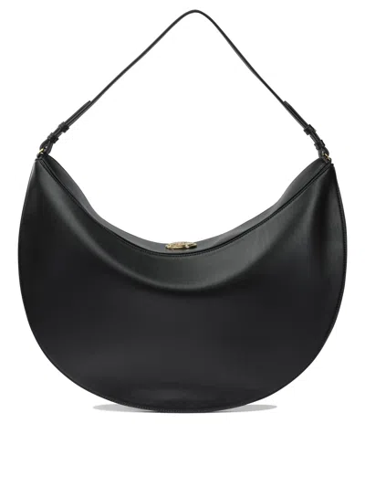 Jacquemus Curved Half-moon Leather Shoulder Bag In Black
