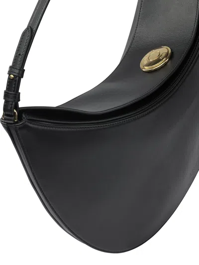 Jacquemus Curved Half-moon Leather Shoulder Bag In Black