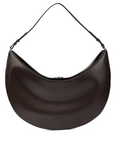 Jacquemus Curved Half-moon Leather Shoulder Bag In Black