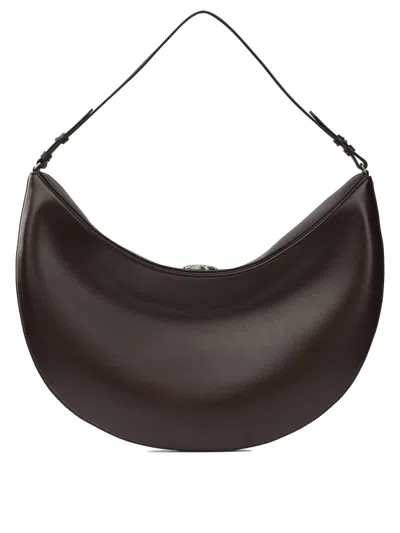 Jacquemus Curved Half-moon Leather Shoulder Bag In Black