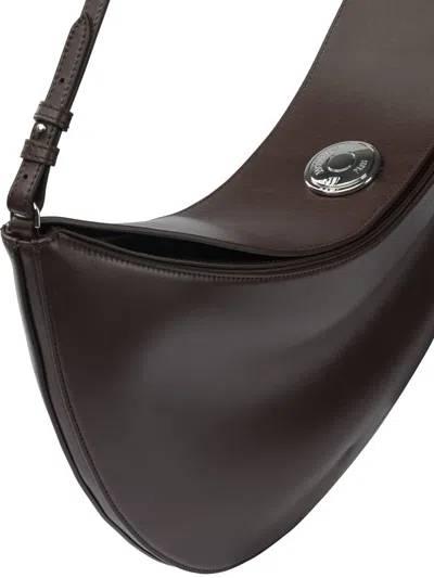 Jacquemus Curved Half-moon Leather Shoulder Bag In Black