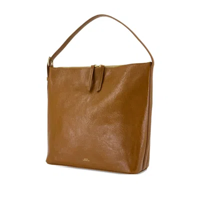 Apc A.p.c. Zip Shoulder Bag With Top Handle In Brown
