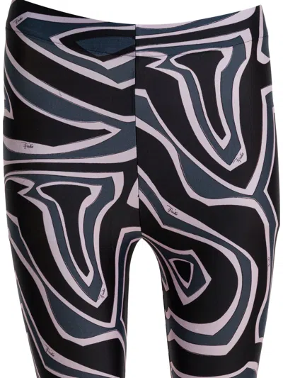 Pucci Leggings With Print Trousers Black In Multi