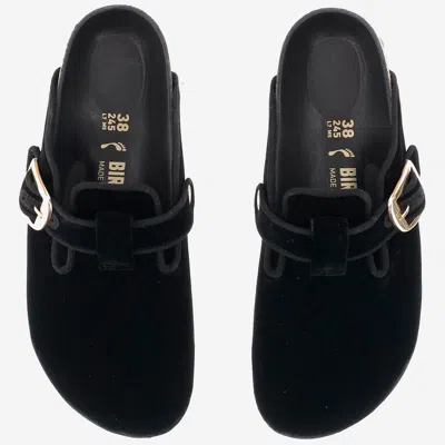Birkenstock Boston Big Buckle Piping Rivet Logo In Black