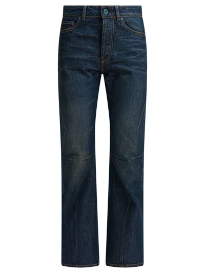 Our Legacy Distressed Moto Style Denim Trousers In Blue