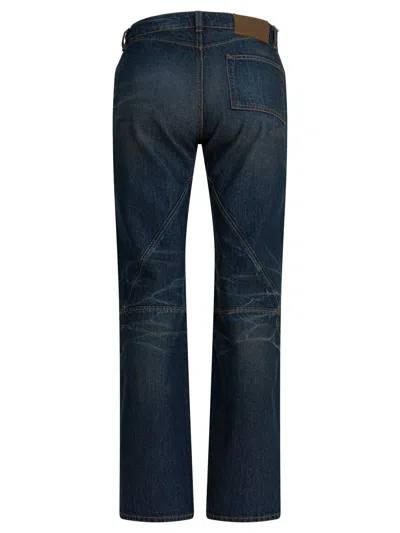 Our Legacy Distressed Moto Style Denim Trousers In Blue