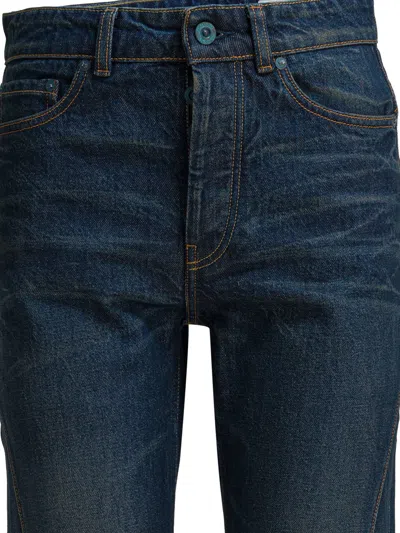 Our Legacy Distressed Moto Style Denim Trousers In Blue
