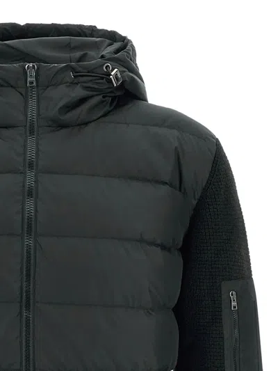 Herno Padded Bomber Jacket With Wool Sleeves Clothing In Black