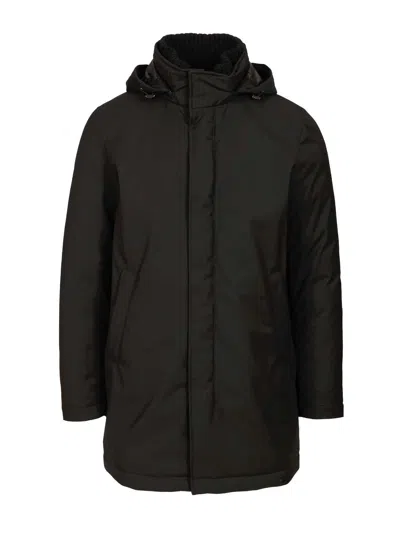 Herno Puffer Jacket With Knutted Collar In Black