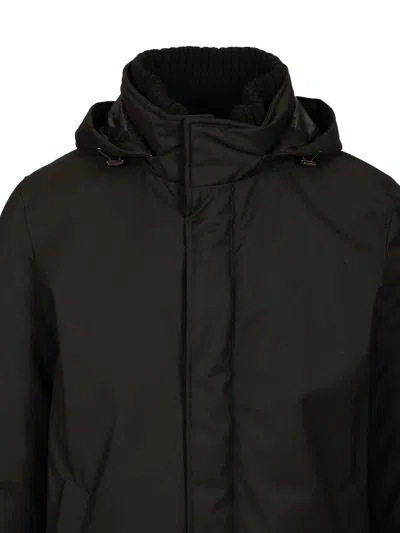 Herno Puffer Jacket With Knutted Collar In Black
