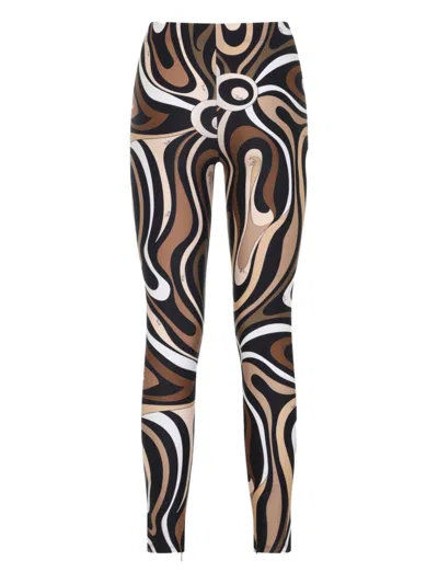 Pucci High-waisted Stretch Fit Ankle Length Leggings In Brown