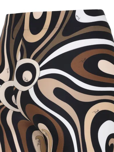 Pucci High-waisted Stretch Fit Ankle Length Leggings In Brown