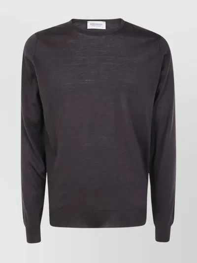 John Smedley Lightweight Crew Neck Knit Pullover In Brown