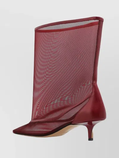 Jacquemus Mid-calf Stiletto Boots Mesh Overlay In Red