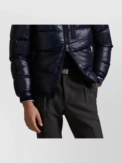 Polo Ralph Lauren Hooded Quilted Bomber Jacket Pockets In Blue
