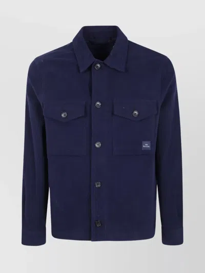 Paul Smith Military Style Overshirt Jacket For Men In Blue
