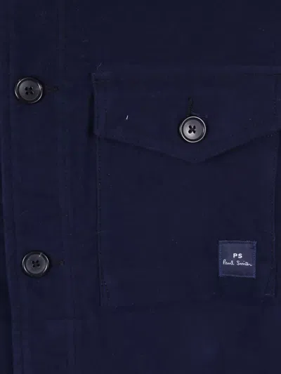 Paul Smith Military Style Overshirt Jacket For Men In Blue