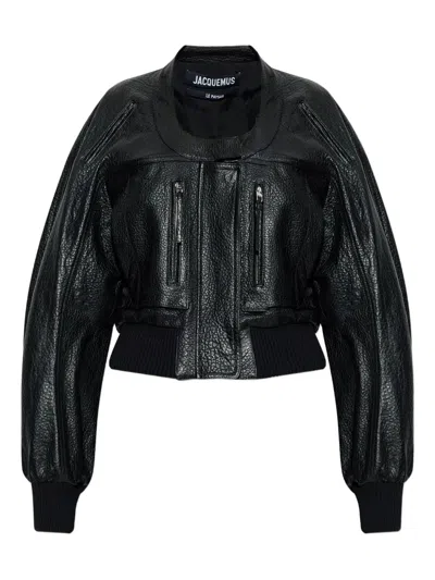 Jacquemus Cropped Crewneck Jacket Textured Finish In Multi