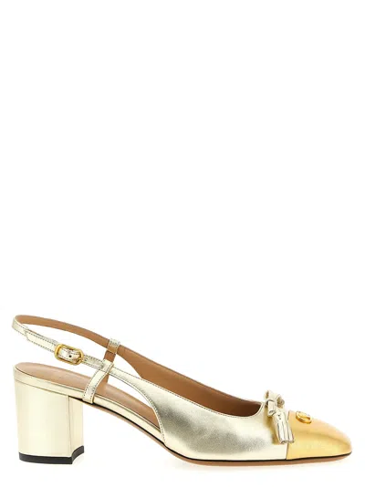 Valentino Signature Pumps With Block Heel And Tassel In Gold