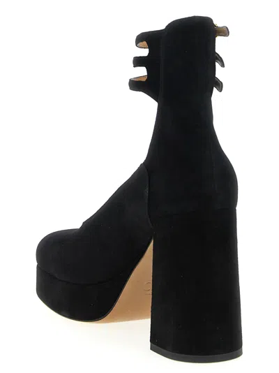 Chloé Loti Suede Platform Block-heel Pumps In Black
