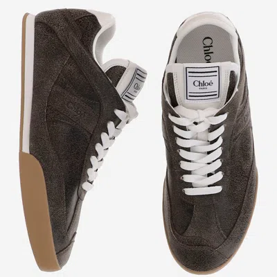 Chloé Kick Crackled Leather Retro Low-top Sneakers In Brown