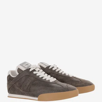 Chloé Kick Crackled Leather Retro Low-top Sneakers In Brown