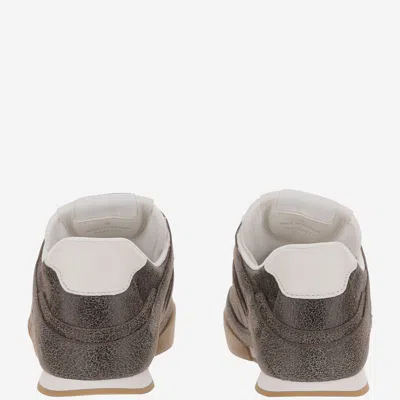 Chloé Kick Crackled Leather Retro Low-top Sneakers In Brown