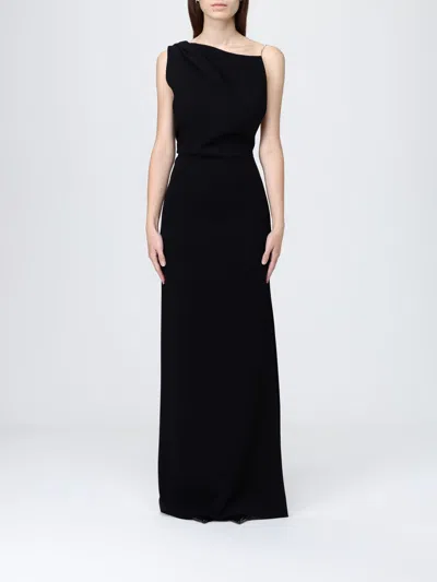 Max Mara Long Black Cady Bustier Dress In Black