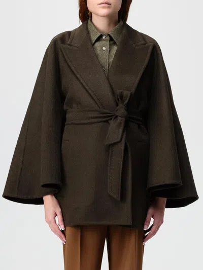 Max Mara Verna Cape-sleeve Camel Hair Wrap Coat In Green