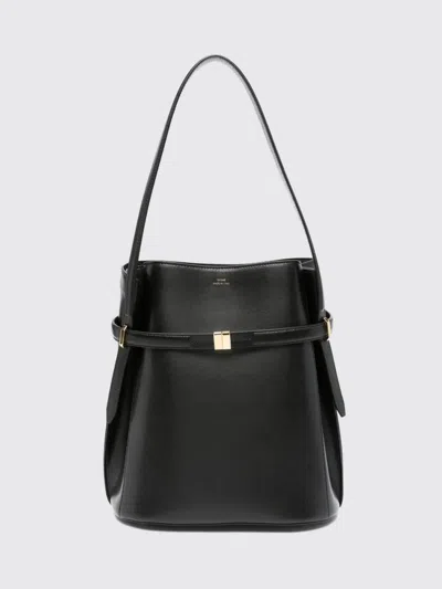 Totême Belted Palmellata Leather Bucket Bag In Black
