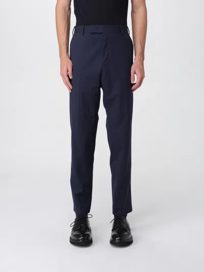 Pt Torino Man Pants Navy Size 42 Polyester, Wool, Elastane In Blue