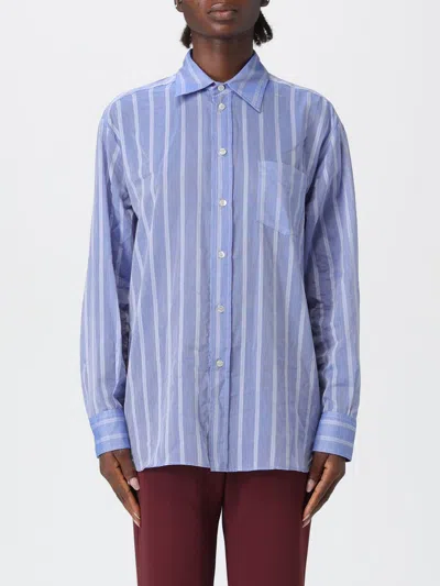 Etro Striped Cotton Shirt In Blue