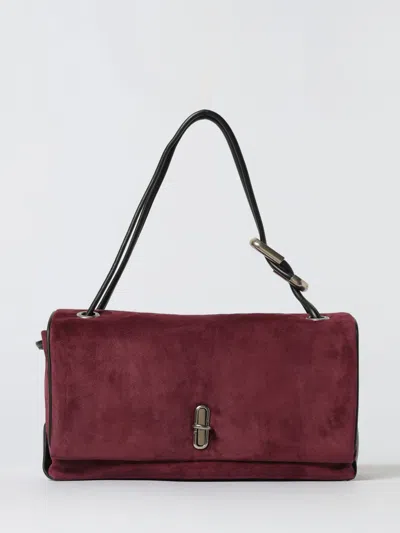 Marc Jacobs Rectangular Suede Shoulder Bag With Adjustable Strap In Red