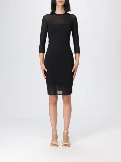 Pinko Dress Featuring Sheer Panel And 3/4 Sleeves In Black