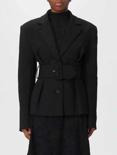 Rotate Birger Christensen Black Single-breasted Jacket With Belt In Black