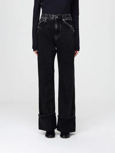 Pinko Wide-leg Jeans In Black Denim In Black