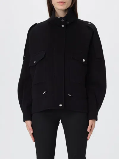 Pinko 'crostino' Black Jacket With Collar With Buttons And Front Pockets In Wool Blend Woman In Black