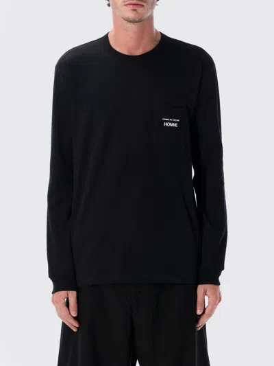 Comme Des Garçons Men Black Long Sleeves Logo T-shirt, Xl Luxury T-shirts For Men Darveys In Black