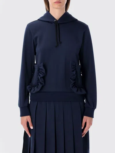 Comme Des Garçons Ruffled Sleeve Hoodie Pockets In Blue