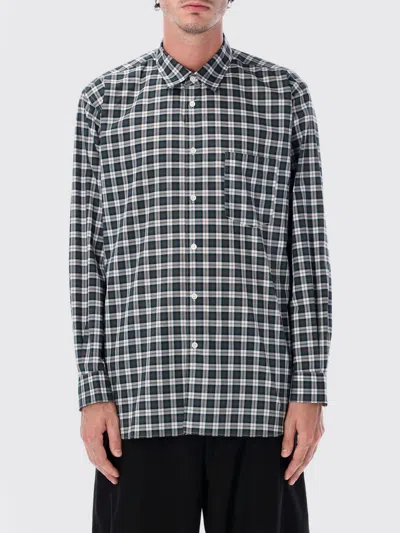 Comme Des Garçons Checked Long Sleeve Shirt With Chest Pocket In Black