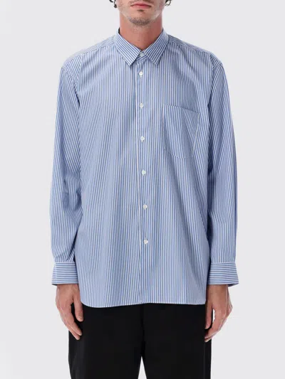 Comme Des Garçons Striped Long Sleeve Shirt Featuring Chest Pocket In Blue