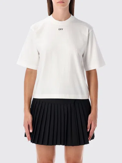 Off-white Off White™ Short White Cotton T Shirt With Logo In White